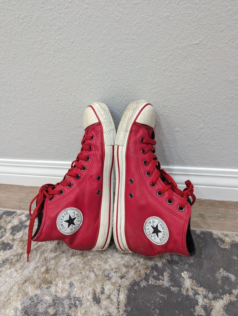 Chuck Taylor All Star Converse Unisex Red Leather Shoes Size Mens 9 Women 11