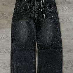 Purple Rhinestone Jeans