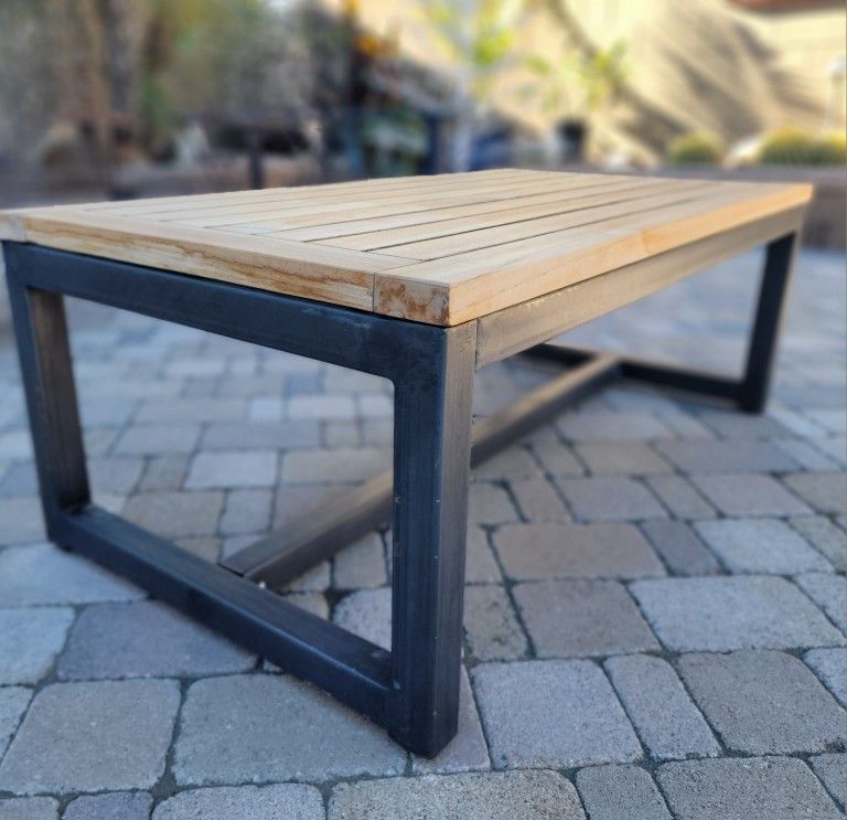 Pottery Barn Wood And Metal Coffee Table