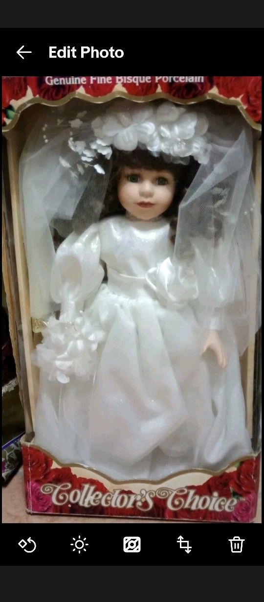 Rare Genuine Fine Bisque Porcelain Doll in the Bridal dress Limited edition. 