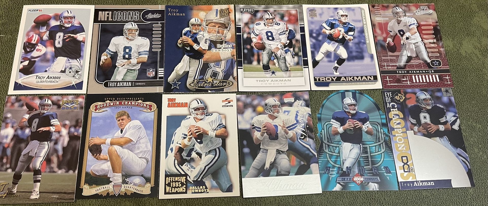 Lot Of 12 Troy Aikman Football Cards