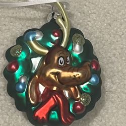 Hallmark Dr. Seuss How The Grinch Stole Christmas! Max in Wreath Blown Glass