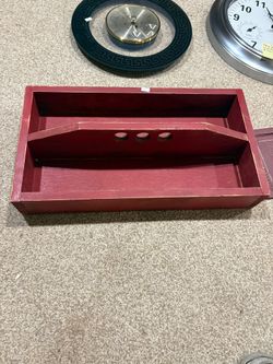Rustic Red Wooden Storage Caddy with Handle