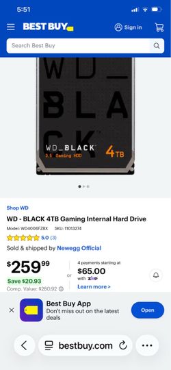 BLACK 4TB Gaming Internal Hard Drive