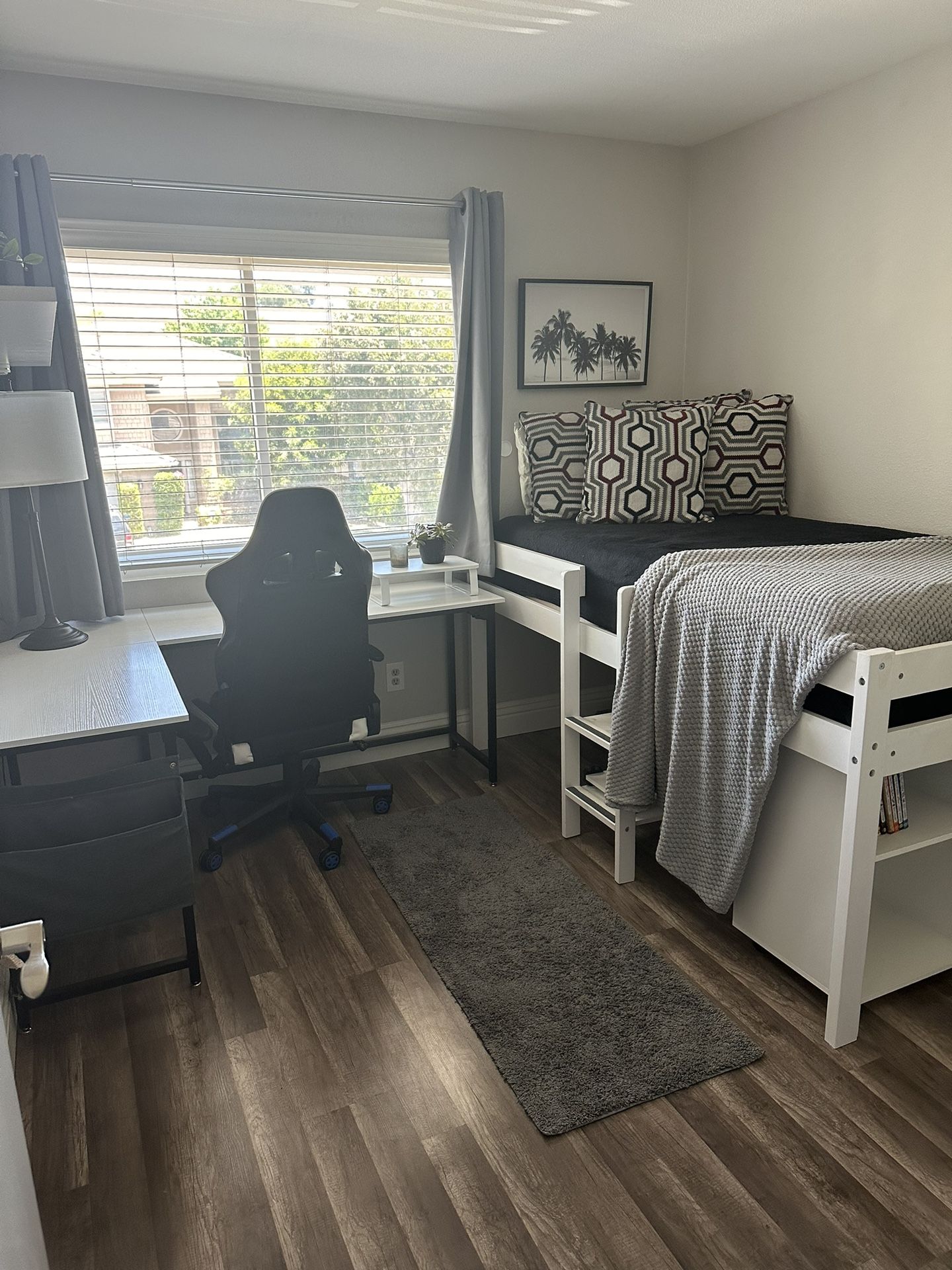 Lifted Twin Bed And Desk Gaming Chair