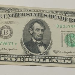 1950 D * Star $5 Five Dollar Star Note  Bill VG 