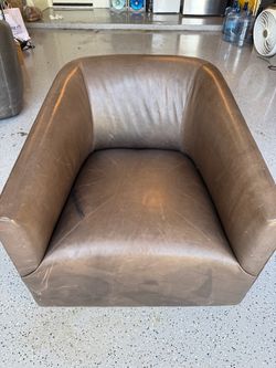 Restoration Hardware leather swivel chair