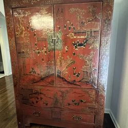 19th Century Chinese Red Cabinet 