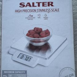 Salter 1078SS White Digital Kitchen Scale with Stainless Steel Platform 