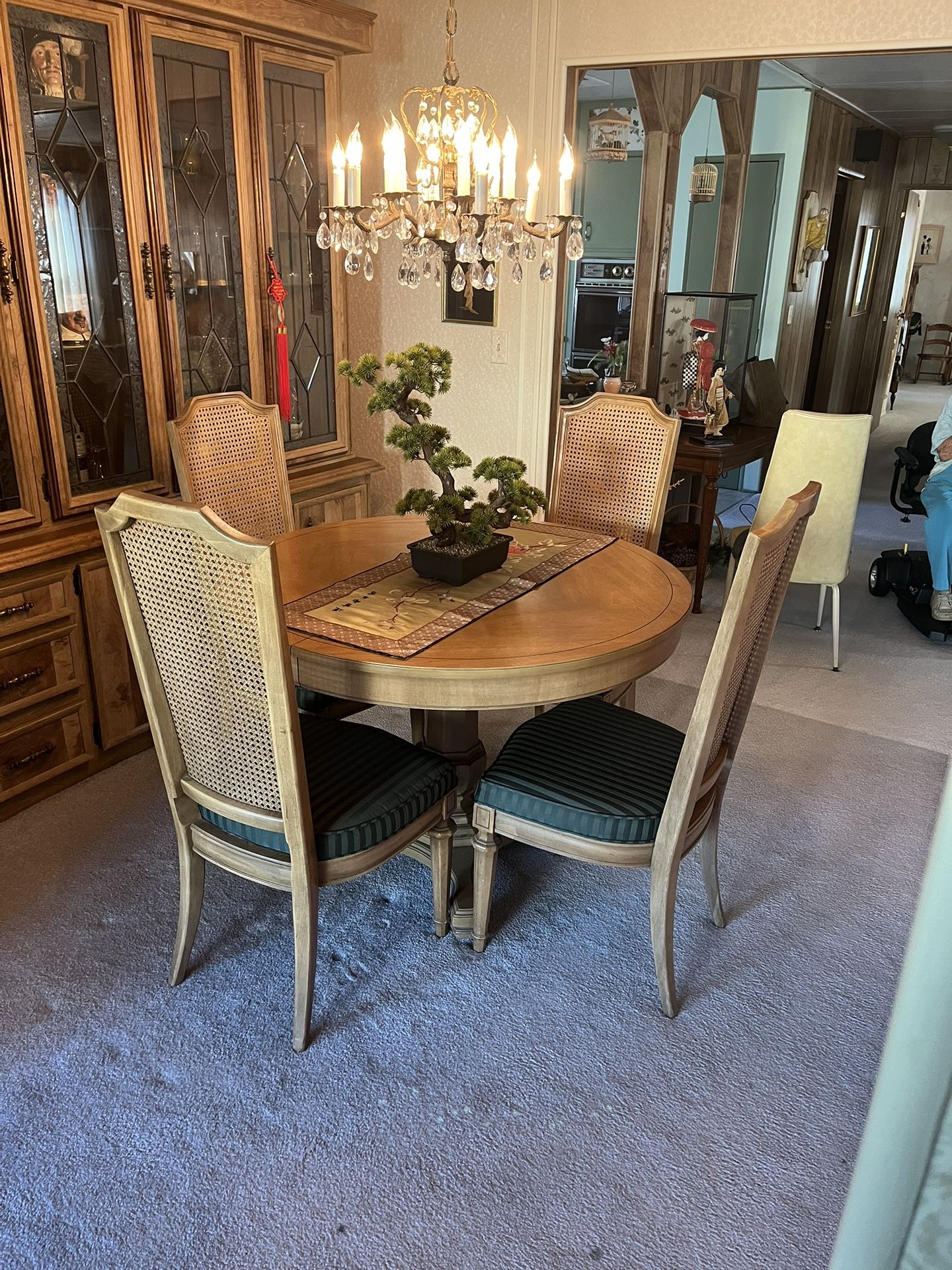 Thomasville Table & 4 Cane Chairs   