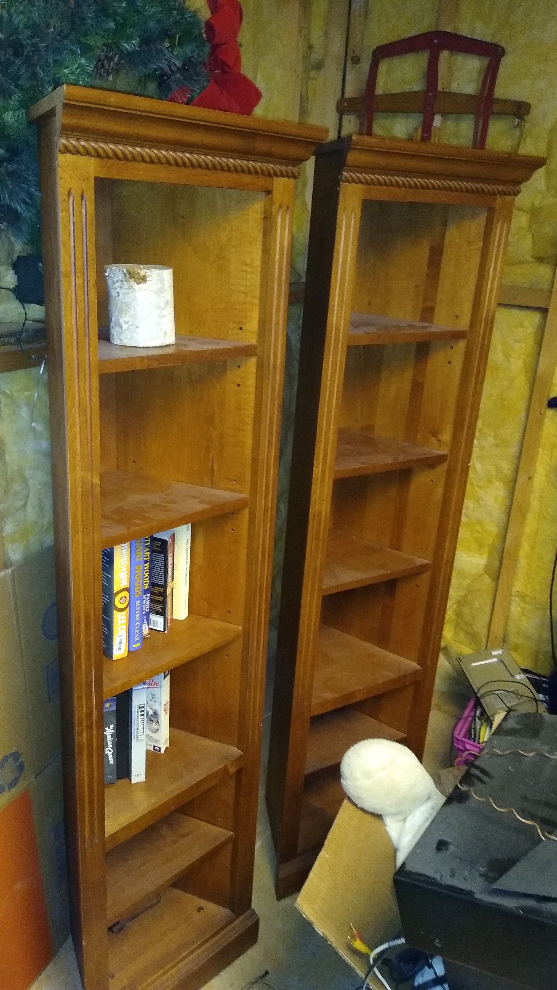 Matching wooden corner shelves