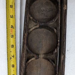 Primitive Hand Carved Wooden Candle Tray Holds 3 