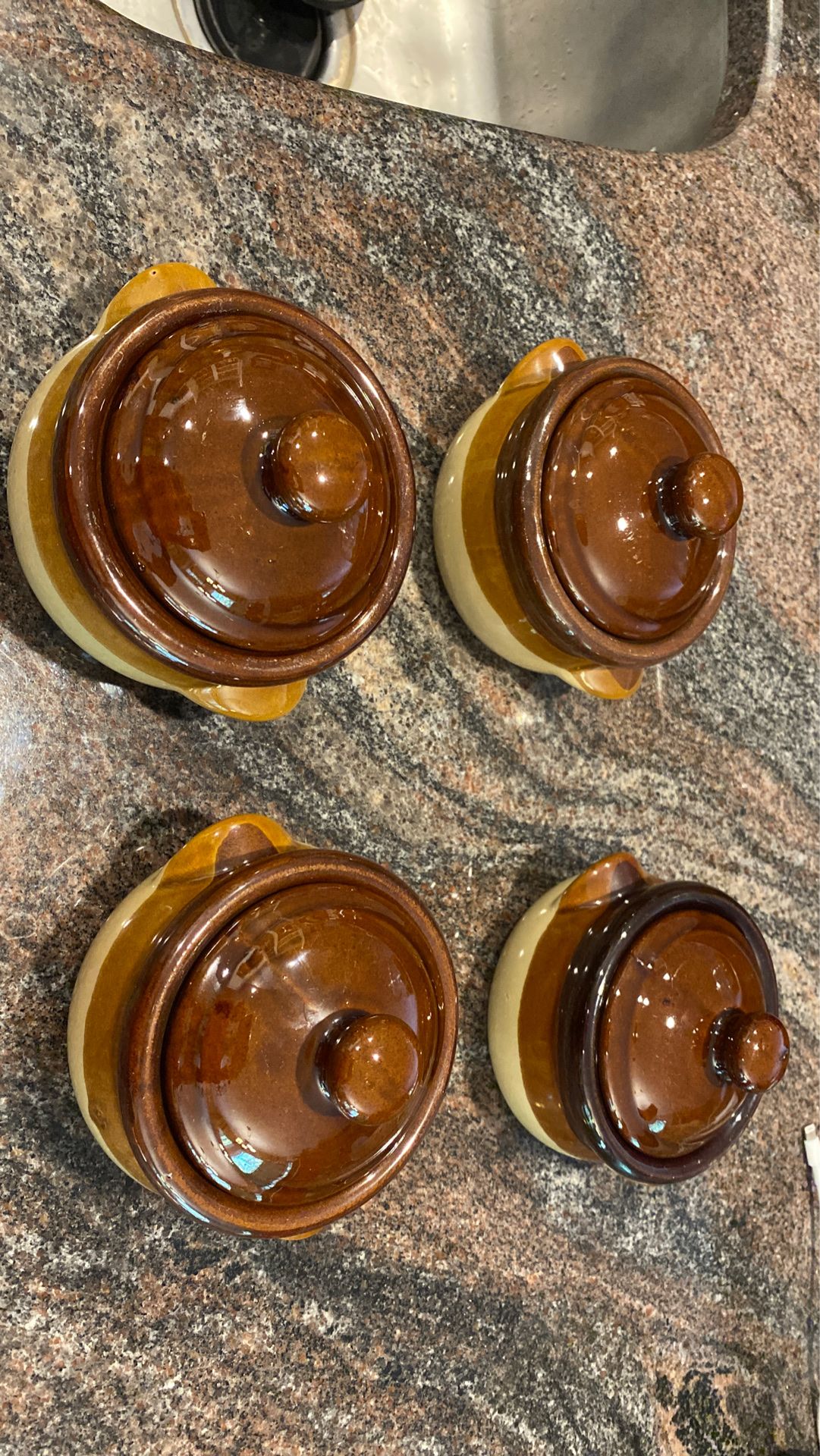 Pottery Glazed Chili Bowls with Lid Set of 4