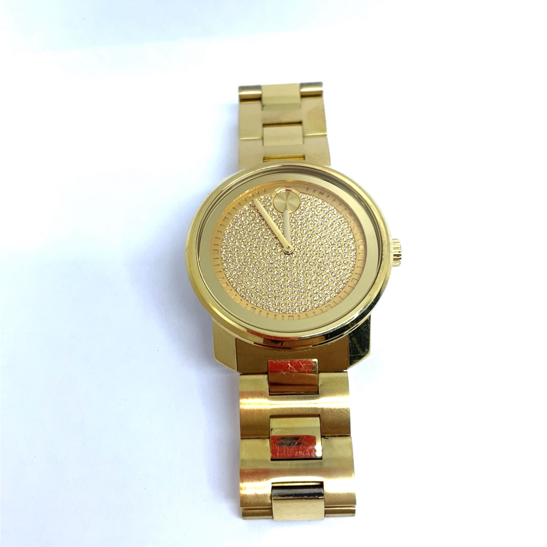 Movado Bold Crystal Gold Tone Watch 202955
