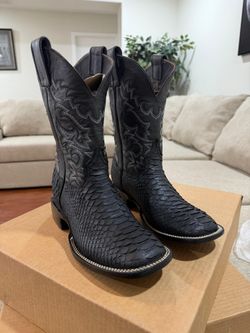 Black python leather boots