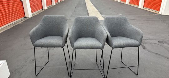 Set of 3 Modern Gray Upholstered Armchairs