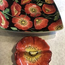 MCM California Pottery Large Poppy Dish And Bowl Set