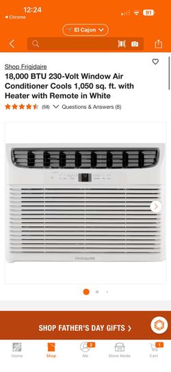 Shop Frigidaire 18,000 BTU 230-Volt Window Air Conditioner Cools 1,050 sq. ft. with Heater with Remote in White