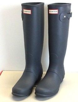 Womens Hunter Tall Original Rain Waterproof BOOTS Dark Slate Matte Size 10
