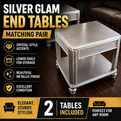 Silver Glam End Tables – Matching Pair – Coaster Furniture