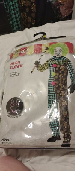 Neon Clown Adult Costume $20