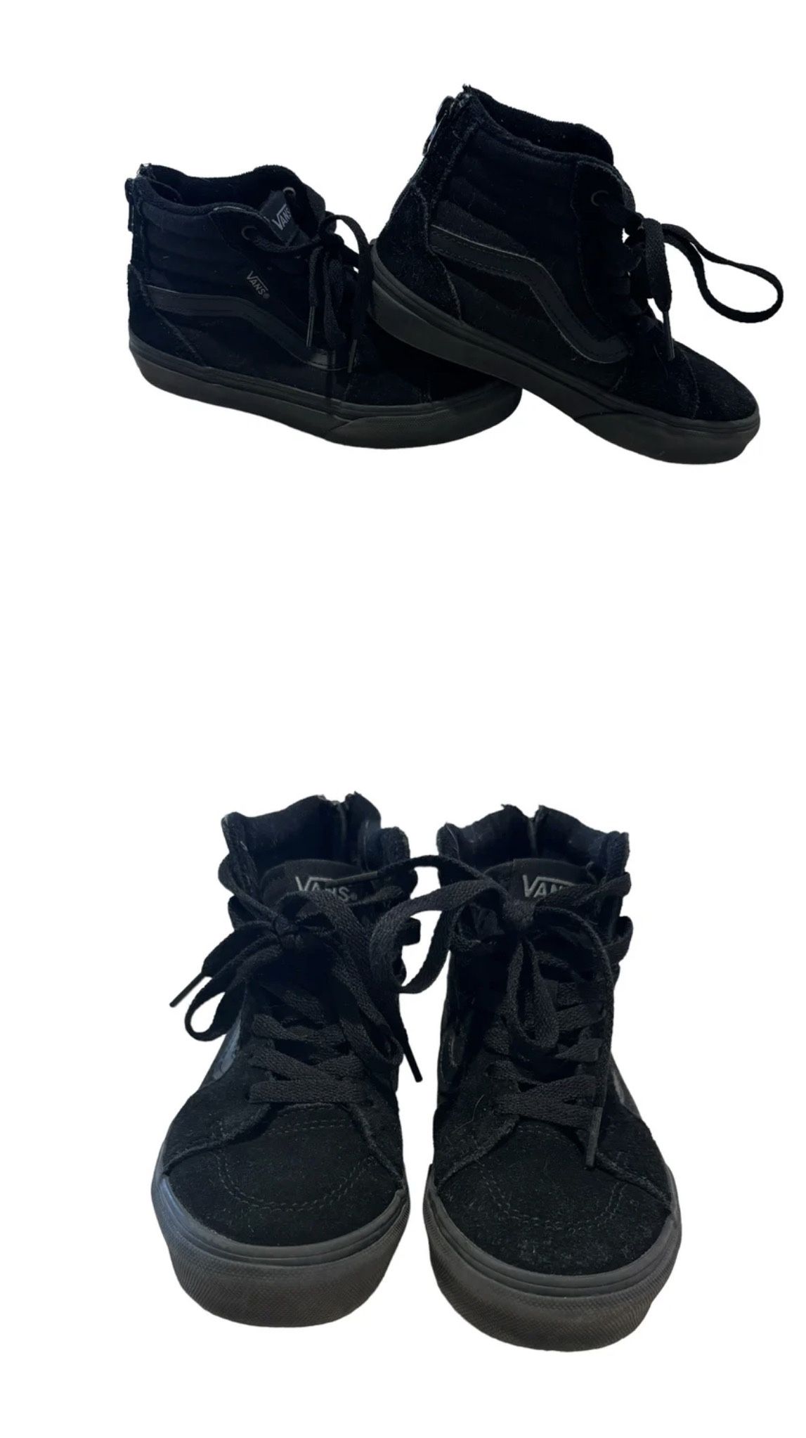 Vans Off The Wall Shoes Youth Sz 1 Triple All Black Skate Hi Top 721356 Zipper