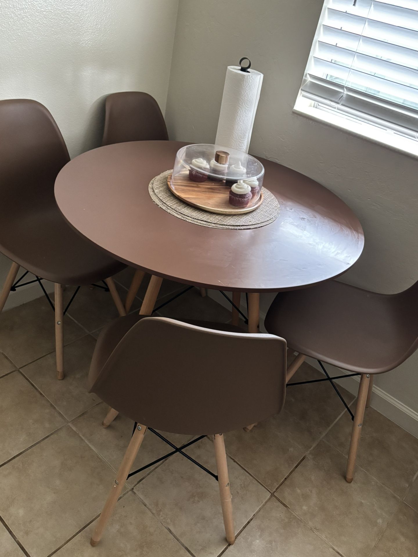 Round Brown Dining Table