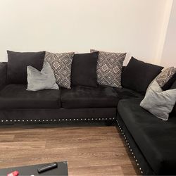 Black L-Shaped Couch