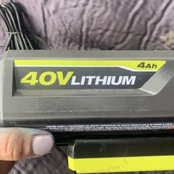 RYOBI 40V Lithium-Ion 4.0 Ah Battery and Charger