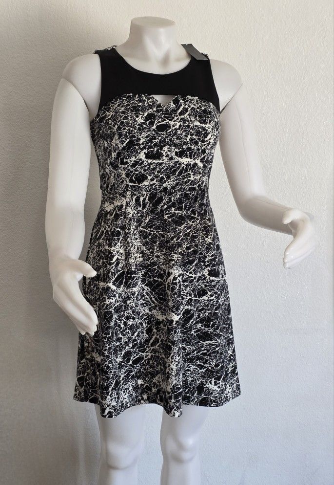 Black & White Marble Print Fit & Flare Dress - NWT