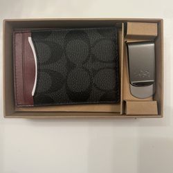 NEW - Coach Card Case Gift Set In Signature Canvas