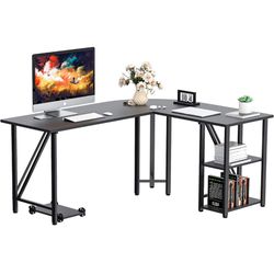 New Black L-Shaped Corner Computer Desk 