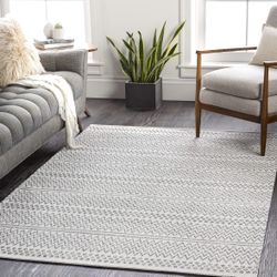 Area Rug White And Gray Boho Style 