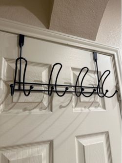 Over-the-Door Coat & Hat Rack – 12 Hooks – Black Metal