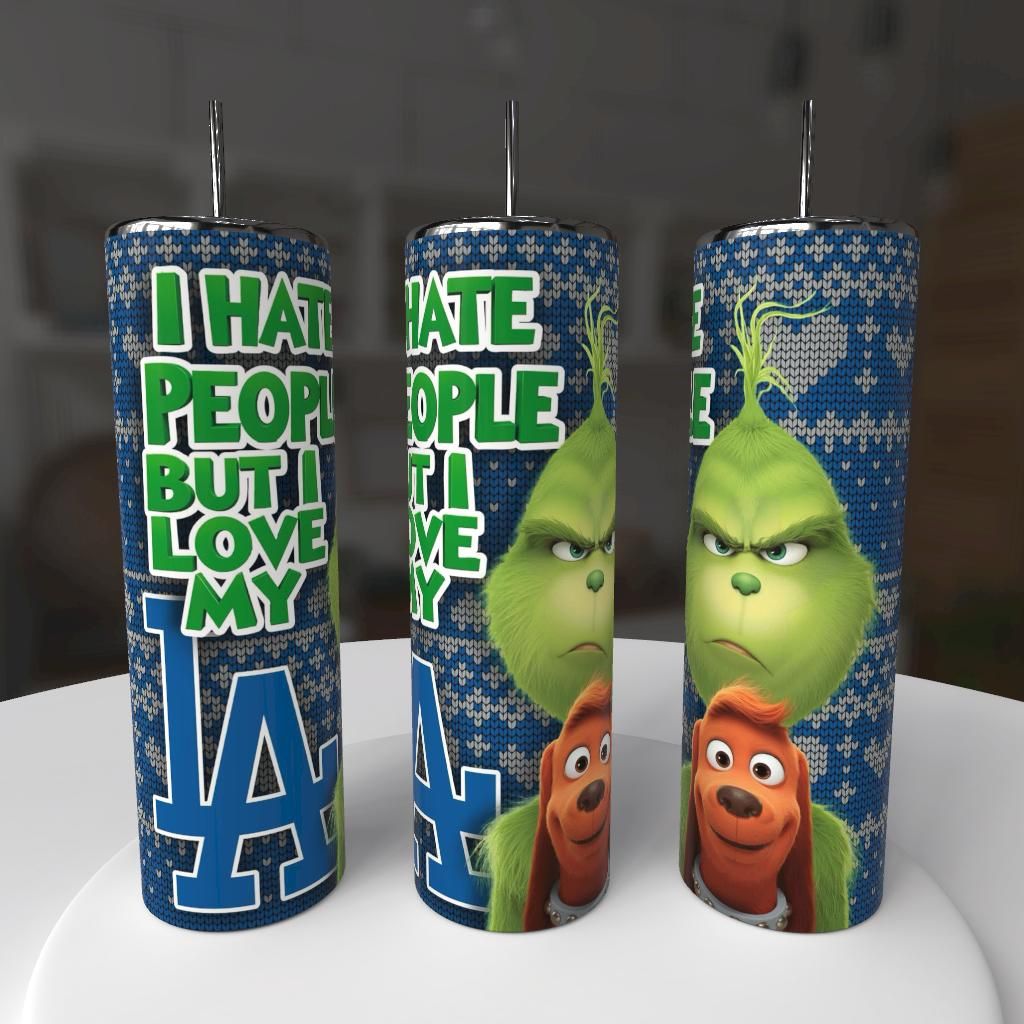 Los Angeles Dodgers Baseball Holiday Grinch Tumbler
