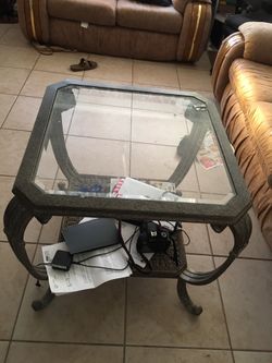 Coffee glass top table 26x26x25tall $50 gray color