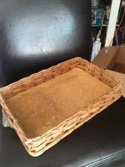 Basket tray with heavy duty wood bottom & handles