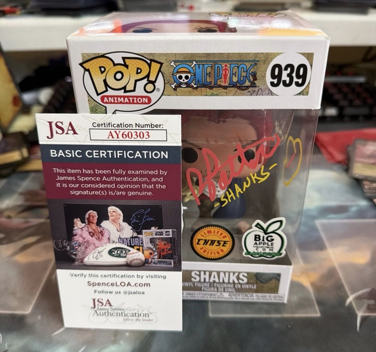 Funko pop chase shanks signed by BRANDON POTTER