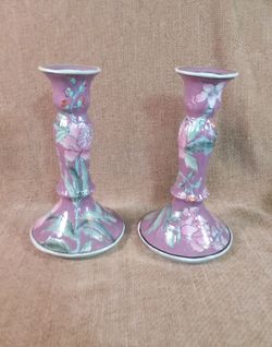 Vintage Porcelain Chinese Candlestick Holders 2