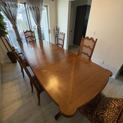 Wood table with chairs