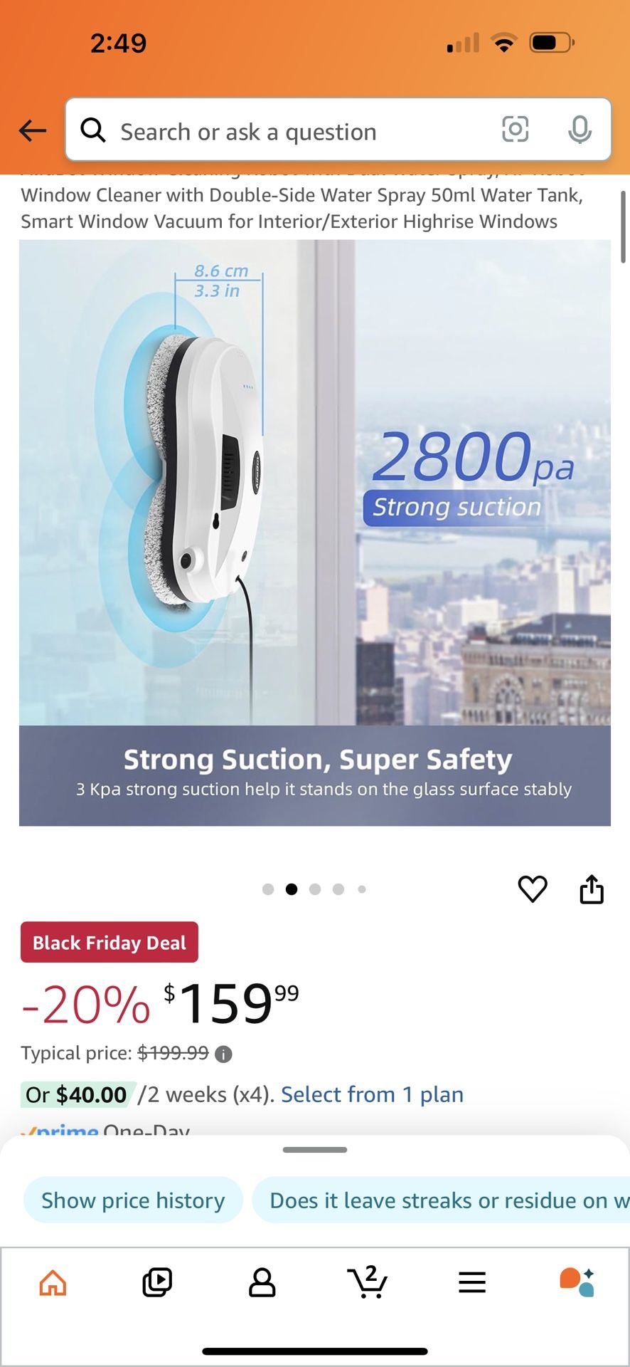 Window Cleaning Robot with Dual Water Spray, X7 Robot Window Cleaner with Double-Side Water Spray 50ml Water Tank, Smart Window Vacuum for Interior/Ex