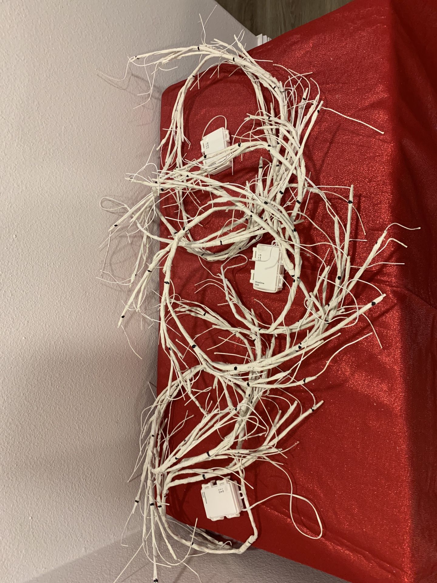 Set of 3 Black & White Branch Garland Lights farmhouse Home Decor - Simi