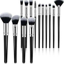Makeup Brush Set, Premium Synthetic 14 Pcs Makeup Brushes, Travel Makeup Brush Set for Foundation, Concealer, Blush and Eyeshadow Brush(Black)