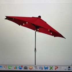Simply Shade 9-ft Red Solar Powered Slide-tilt Patio Umbrella 