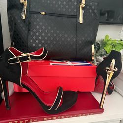 Dagger Stiletto Heels size 7 and Matching Leather Tote Bag Set – for Bold, Elegant Style