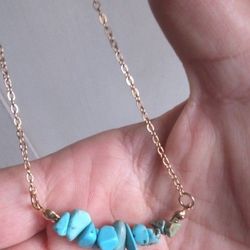 Handmade Turquoise Chip Bead Necklace