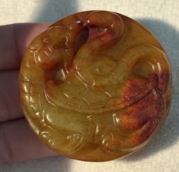 NEPHRITE JADE DOUBLE SIDED PENDANT Two Faces 