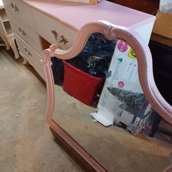 Dresser With Mirror Pink And White