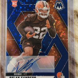 NFL Panini Mosaic Cleveland Browns Dylan Sampson Blue Prizm Autographed Rookie