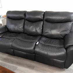 Leather Recliner sofa with dual heat and massage function